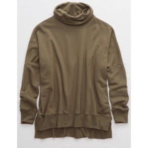 Aerie Sunday Soft Oversized Turtleneck Sweatshirt Size Small Hut